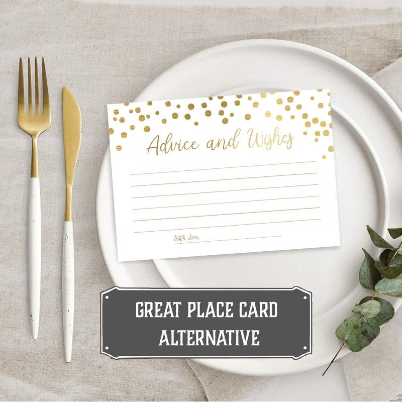 Hat Acrobat Set of 50 Gold Advice and Wishes Cards, Perfect for the Bride and Groom, New Mr and Mrs, Baby Shower, Bridal Shower, Wedding Shower, Reception, Graduation Party, Retirement Party, Anniversary - Image 5